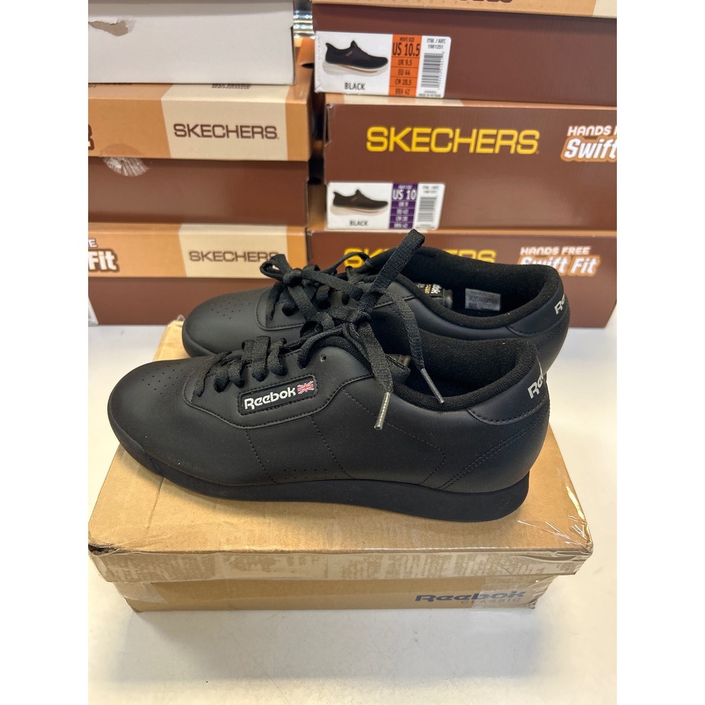 Reebok Princess Sneakers Women Size 10 Black Classic Low Top 7344 0614